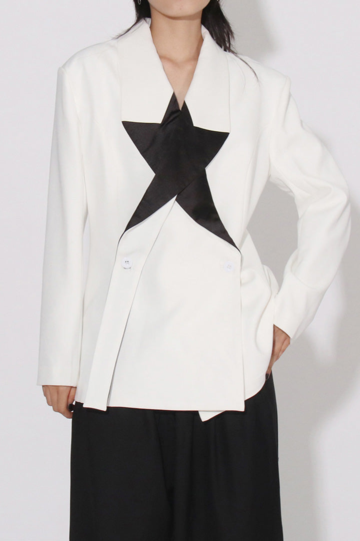 Pentagram Black And White Colorblocked Blazer