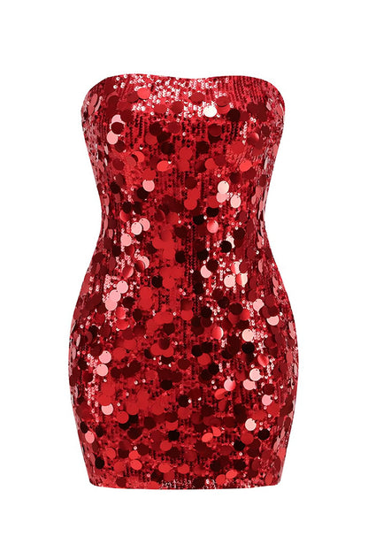 Christmas Sheath Sequined Mini Dress