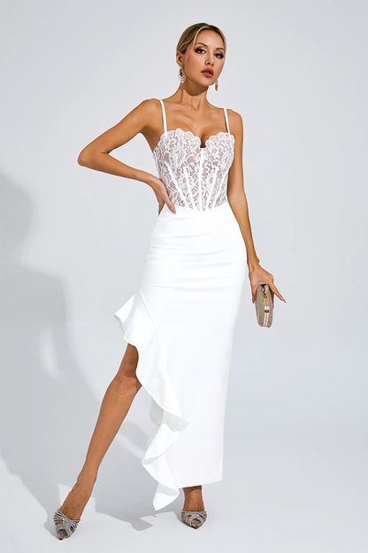 White Slit Bandage Slip Dress