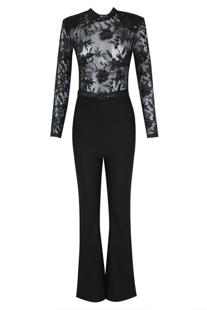 Black Lace Bandage Jumpsuit