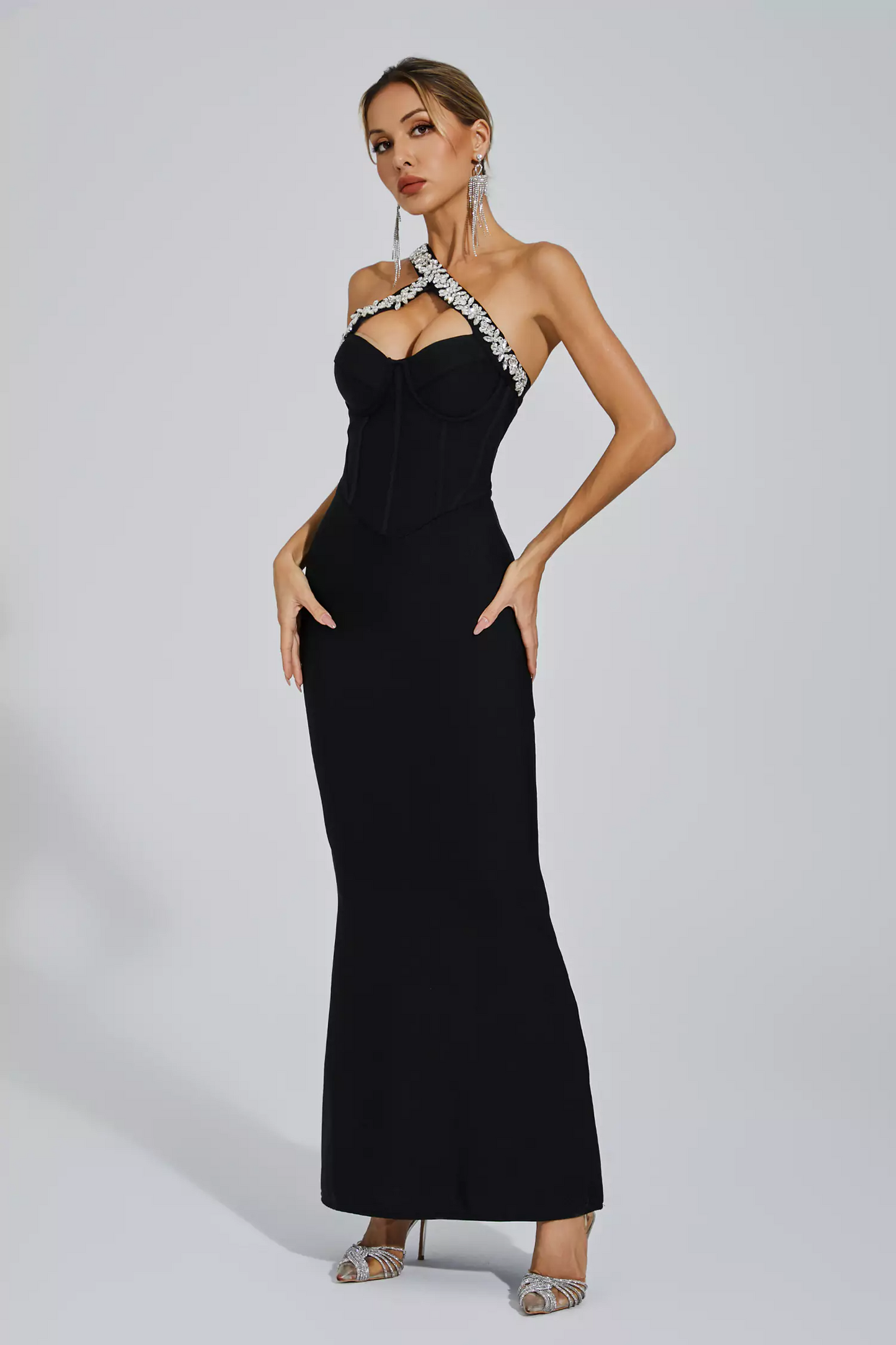 Black One-shoulder Bandage Dress