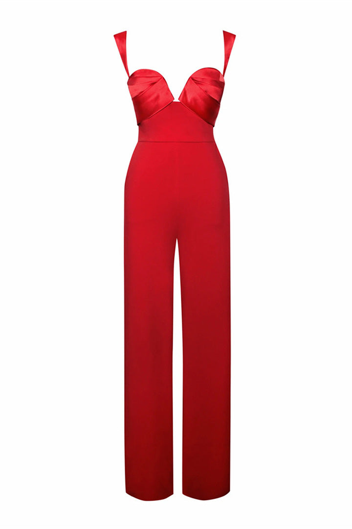 Solid Color Camisole V-Neck Jumpsuit