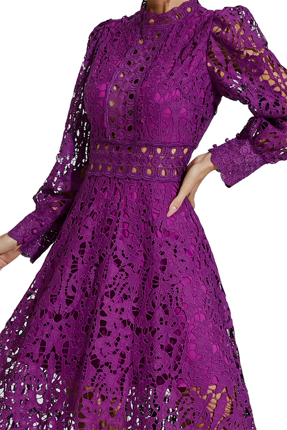 Purple Lace Cutout Maxi Dress