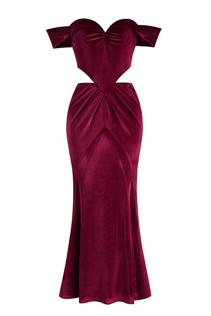 Strapless Cutout Velvet Long Dress