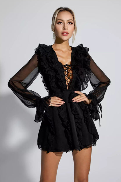 Black Chiffon Mini Dress