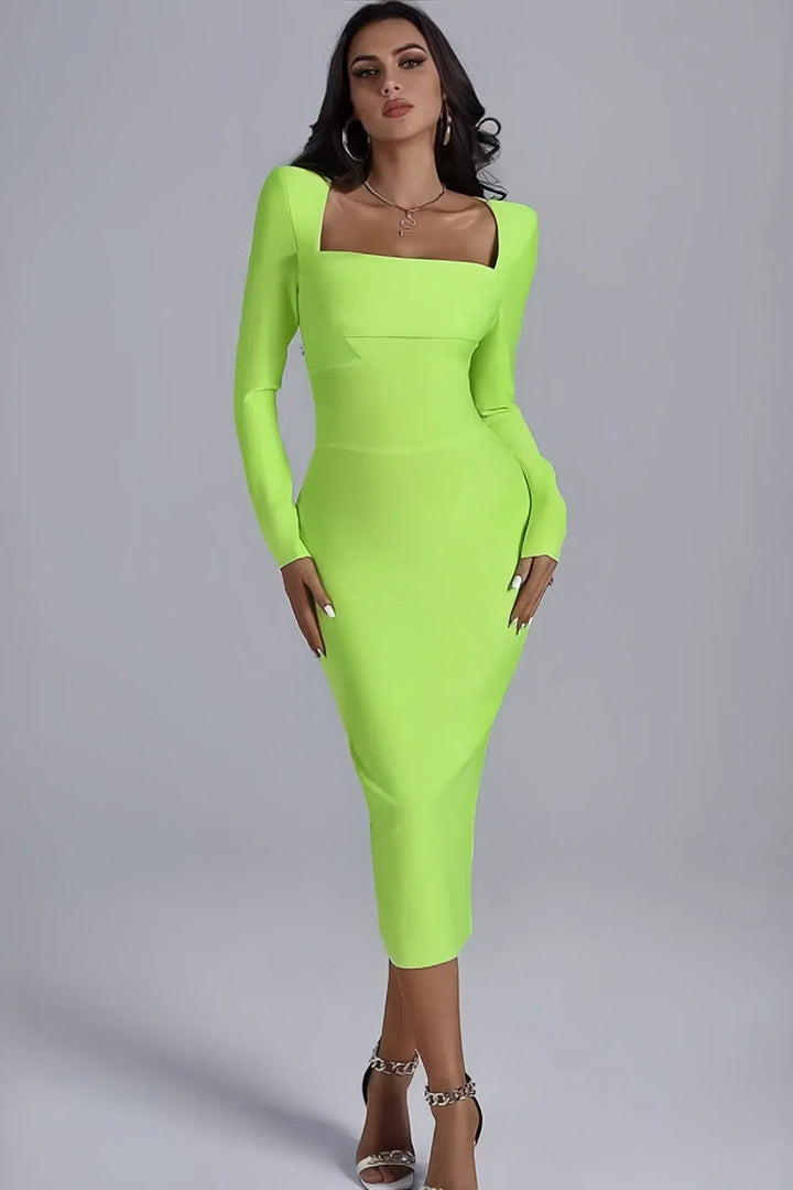 Fluorescent Green Hipster Long Dress