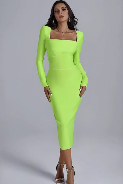 Fluorescent Green Hipster Long Dress