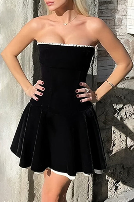 Black Velvet Sheath Mini Dress