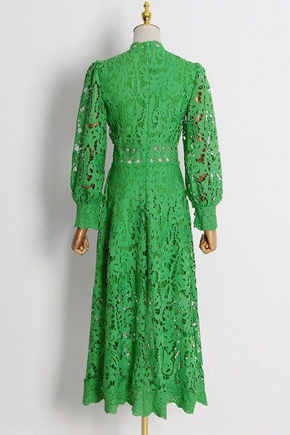 Green Lace Cutout Maxi Dress