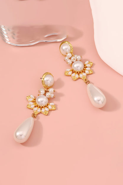 Christmas Flower Drop Pearl Earrings