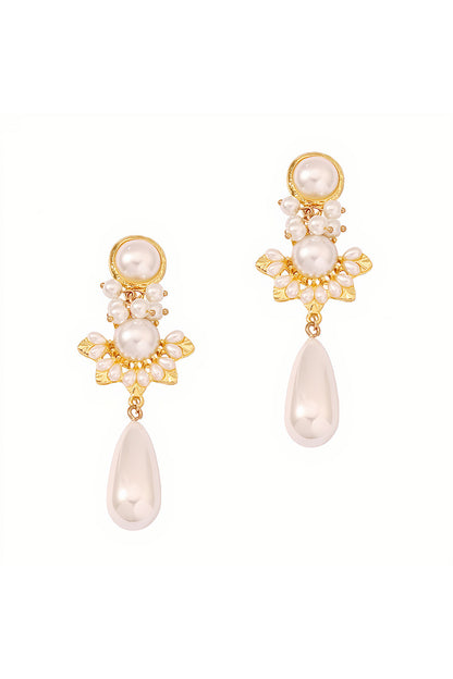 Christmas Flower Drop Pearl Earrings