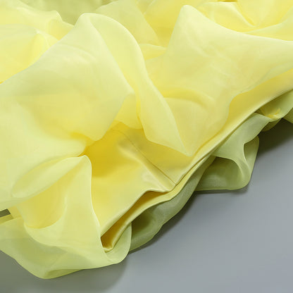 Light Yellow One Shoulder Ruffle Mini Dress