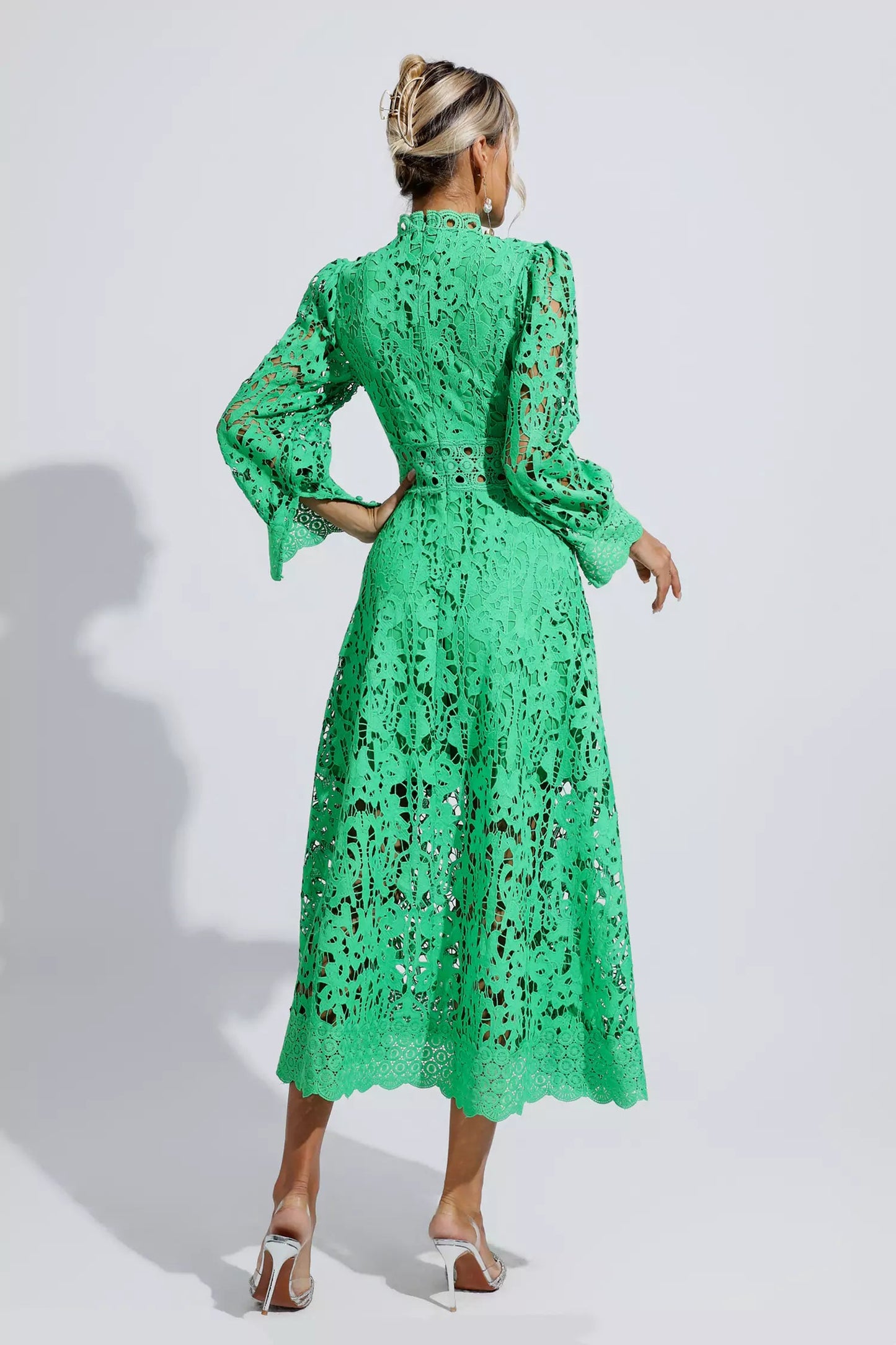 Green Lace Cutout Maxi Dress