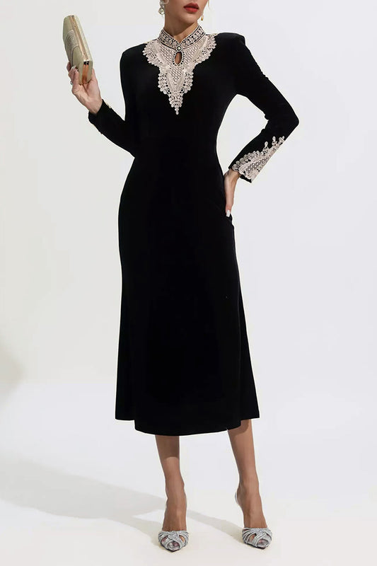 Black Velvet Long Sleeve Dress