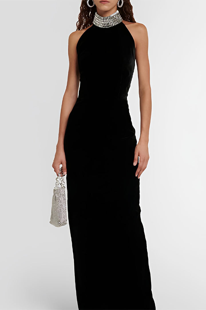 Black Sleeveless Backless Long Dress