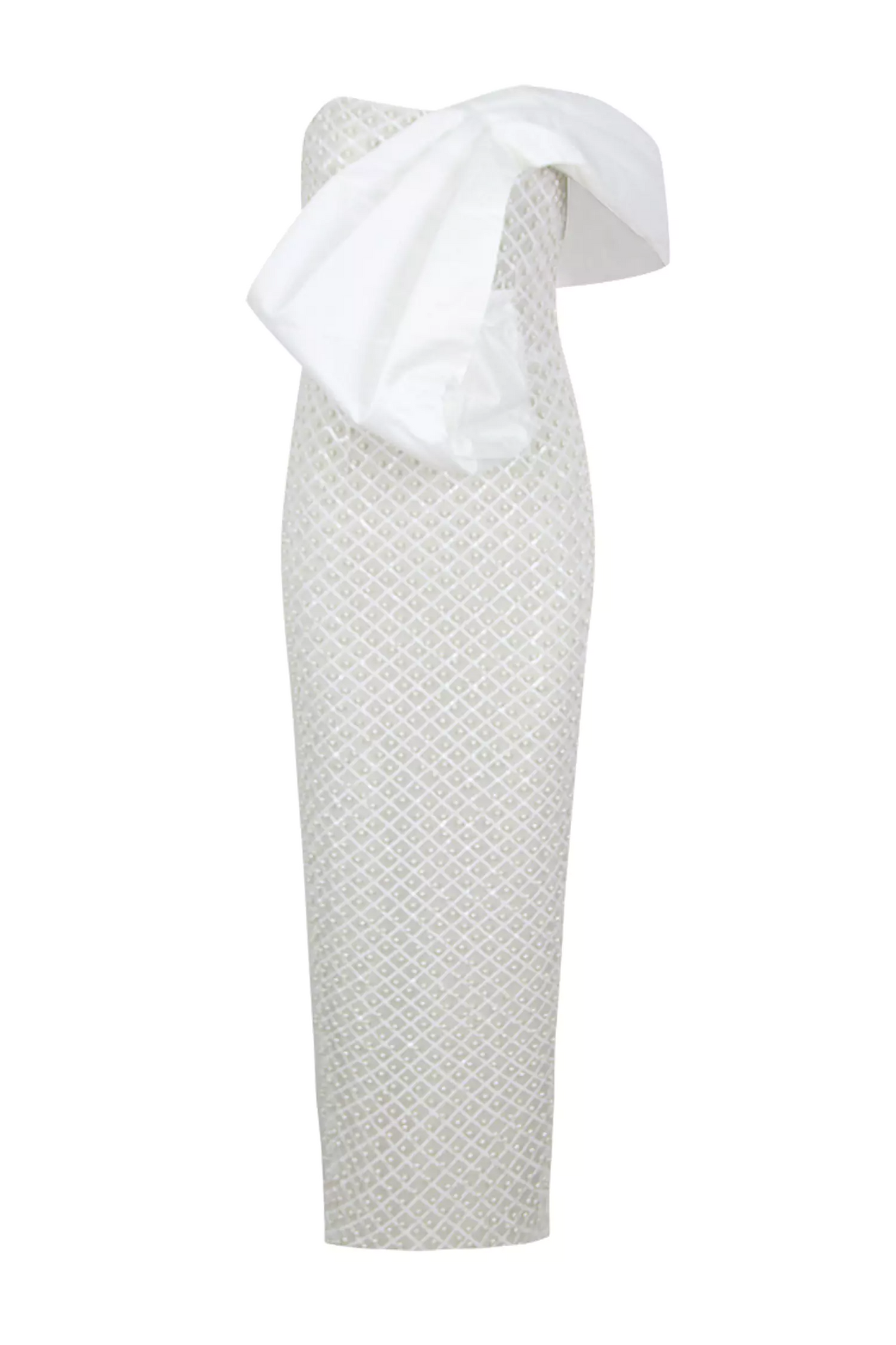 White Pearl Embellishment Dress