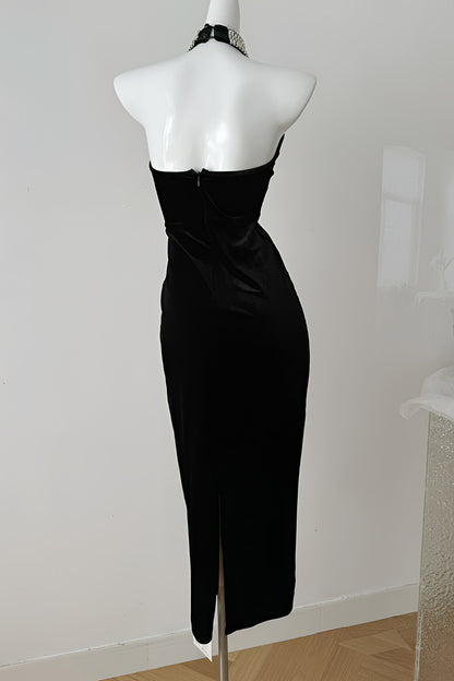 Black Sleeveless Backless Long Dress