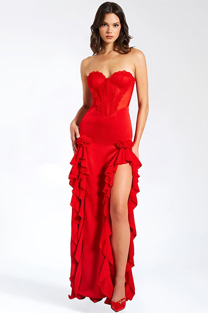 Elegant Sheath Ruffle Long Dress