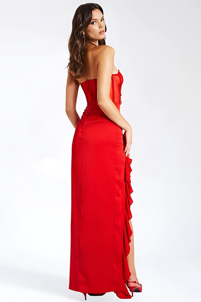 Elegant Sheath Ruffle Long Dress