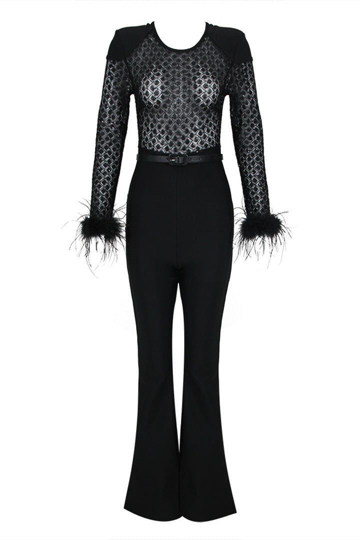 Black Lace High Waist Jumpsuit