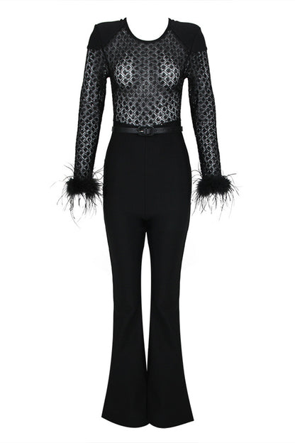 Black Lace High Waist Jumpsuit