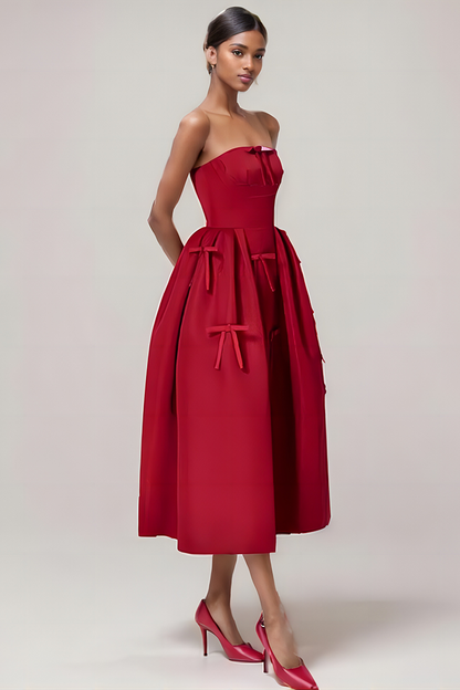 Elegant Bow Decoration Sheath Midi Dress