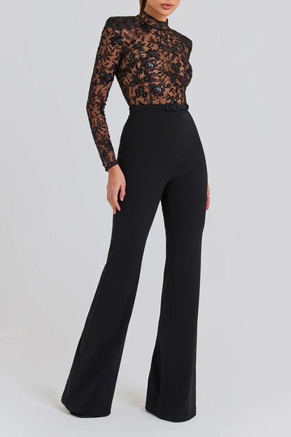 Black Lace Bandage Jumpsuit