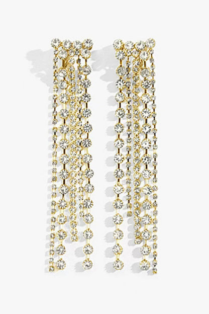 Long Diamond Tassel Earrings