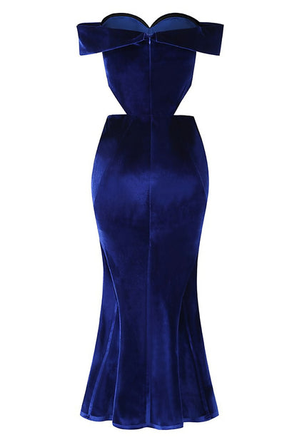 Strapless Cutout Velvet Long Dress