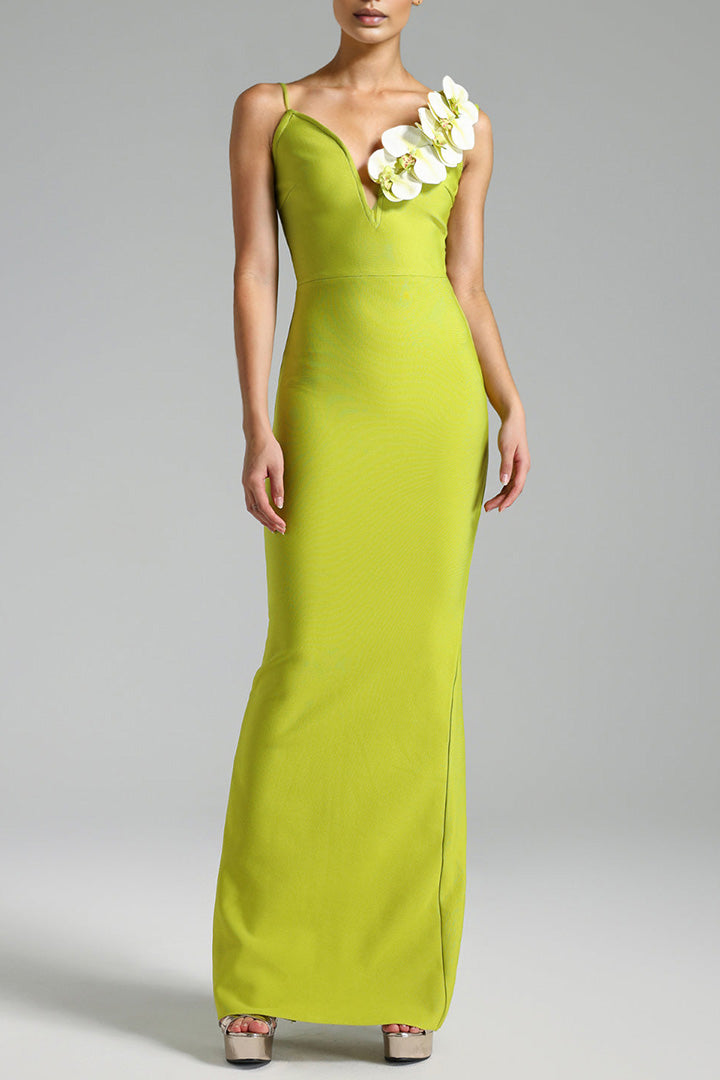 Green One-Shoulder Maxi Dress