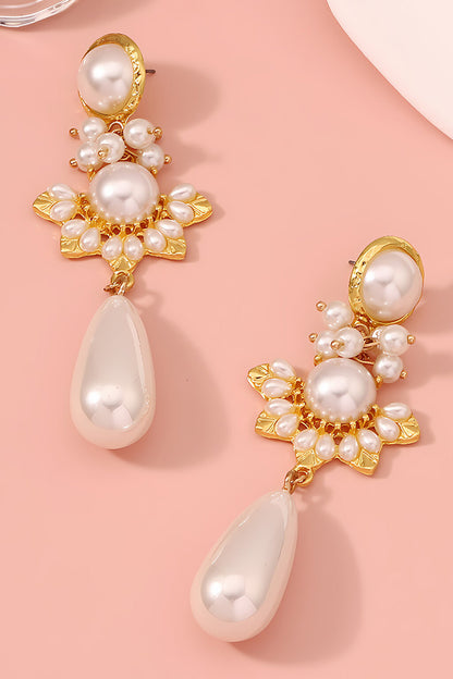 Christmas Flower Drop Pearl Earrings