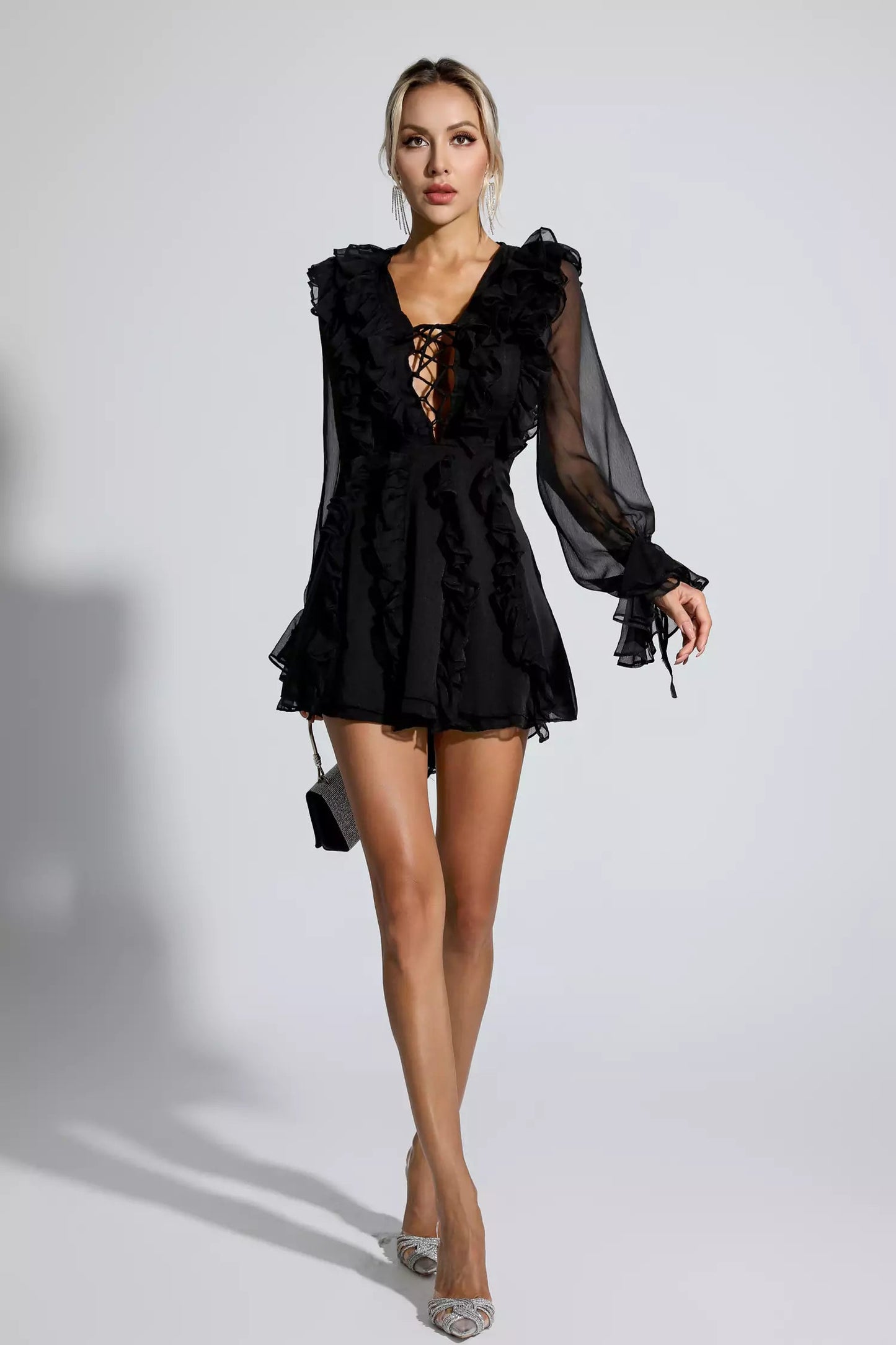 Black Chiffon Mini Dress