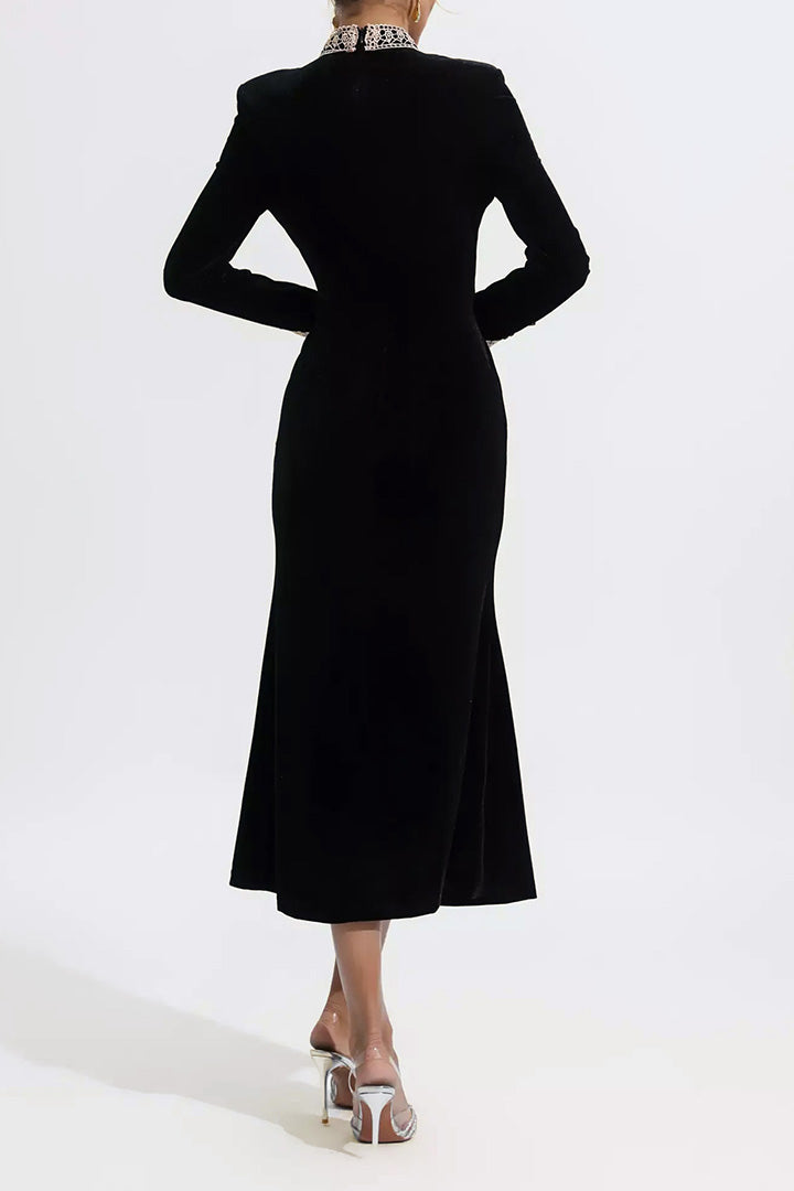 Black Velvet Long Sleeve Dress