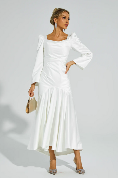 White Satin Evening Dress