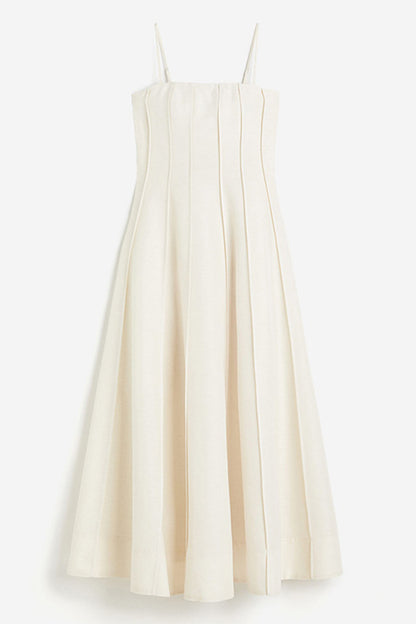 White Sheath High Waisted Long Dress