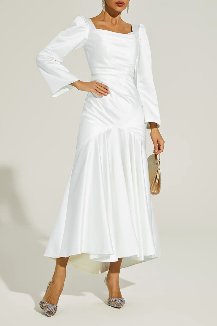 White Satin Evening Dress