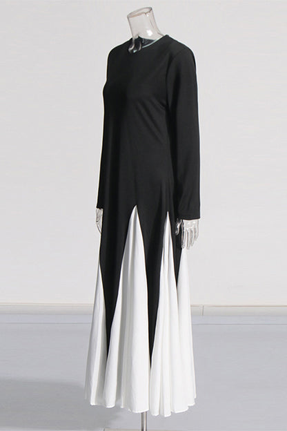 Black And White Colorblocking Maxi Dress