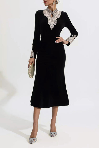 Black Velvet Long Sleeve Dress