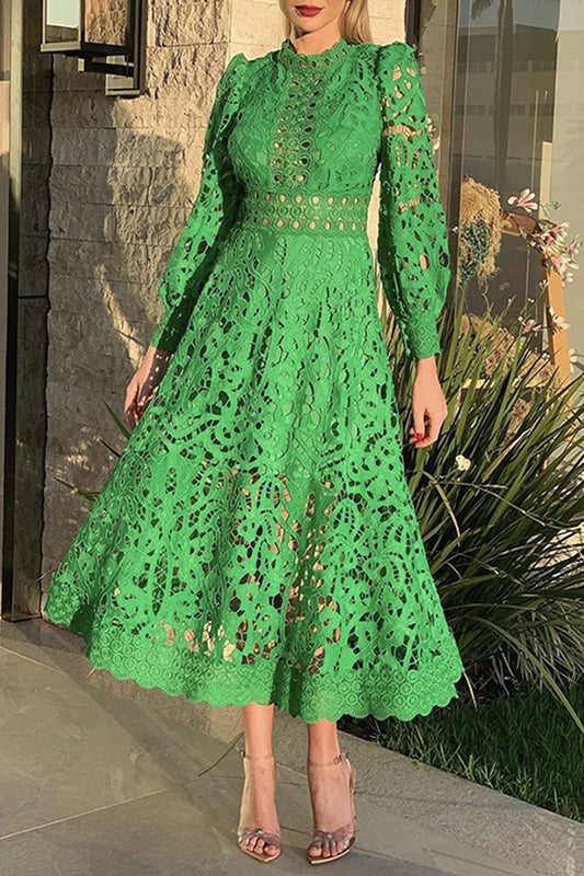 Green Lace Cutout Maxi Dress