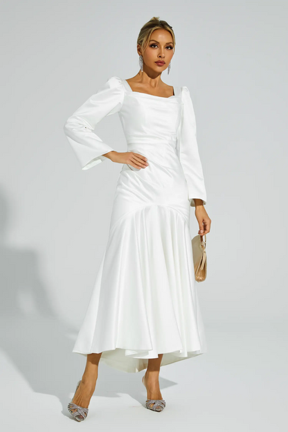 White Satin Evening Dress