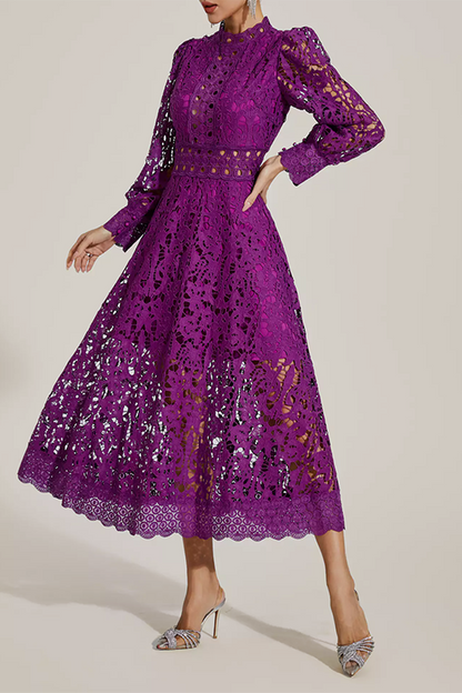 Purple Lace Cutout Maxi Dress