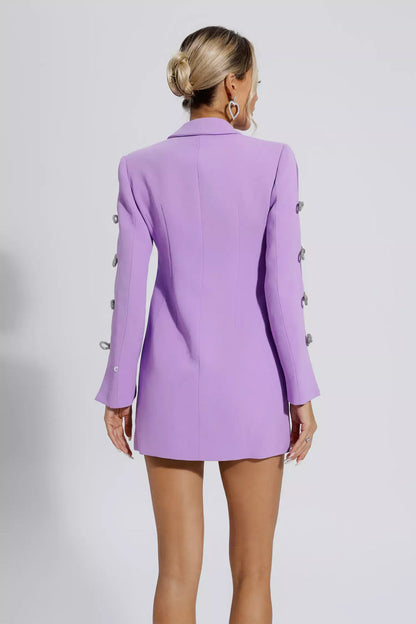 Purple Pearl Embellished Blazer Dress