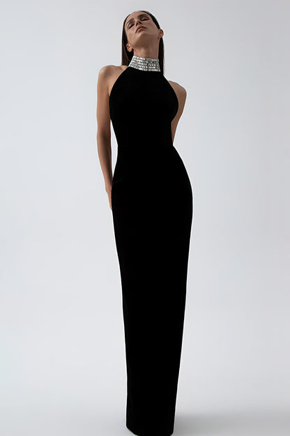 Black Sleeveless Backless Long Dress