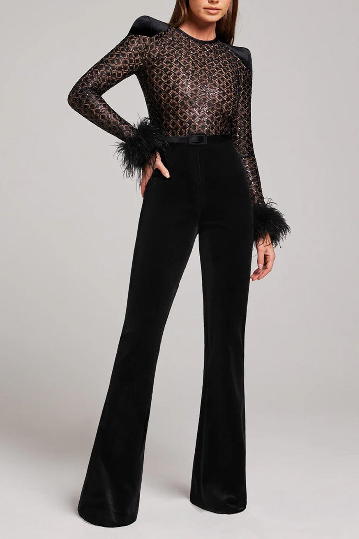 Black Lace High Waist Jumpsuit