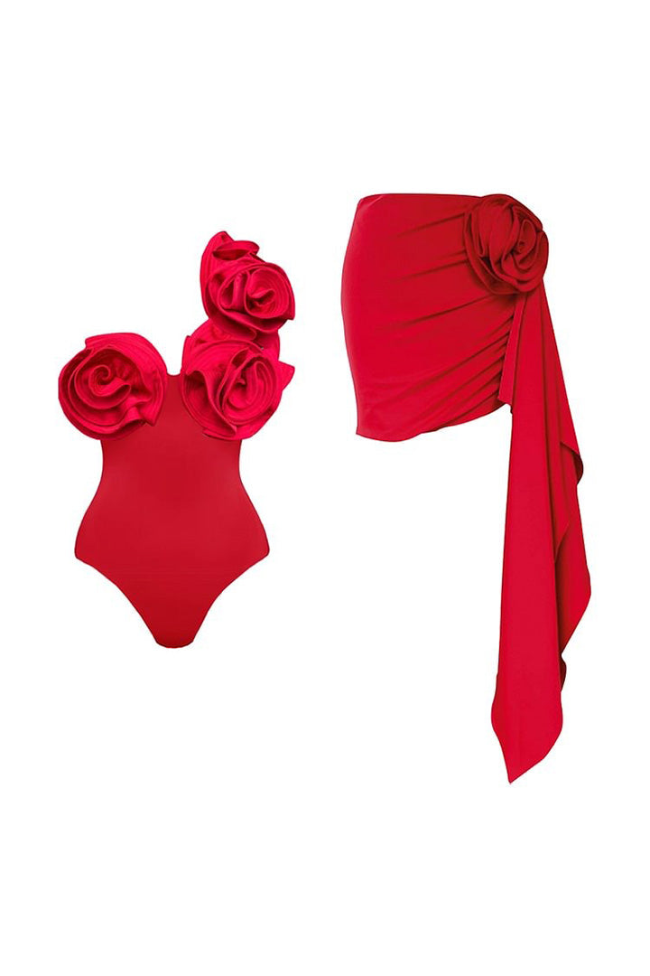 Red Flower Decoration Mini Suit