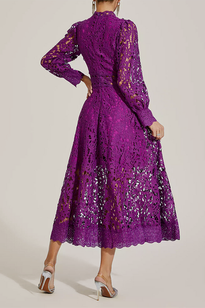 Purple Lace Cutout Maxi Dress