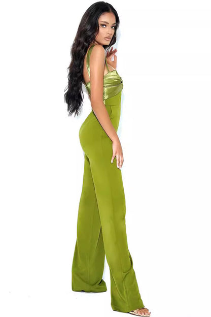 Solid Color Camisole V-Neck Jumpsuit