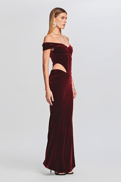 Strapless Cutout Velvet Long Dress