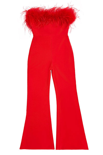 Bustier Strapless Wide Leg Flared Jumpsuit