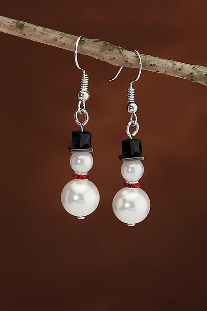 Christmas Snowman Pearl Earrings